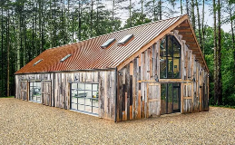 Avante AV | Full View Windows with Clear Glass in Black Anodized Finish on barn