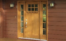 Craftsman Collection Entry Door - FF3321 with Optional Dentil Shelf and Clarion Clear Simulated Divided 6 Lites Glass